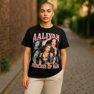 Black and Pink Graphic Crew Neck T-Shirt